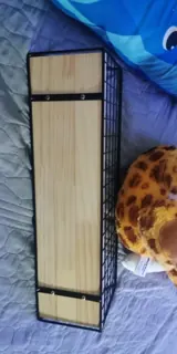 Customer photo of Wall Mounted Spice Rack, Steel Wire Grid Shelf with Wood Base