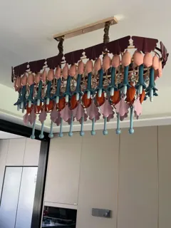 Customer photo of Rectangular Chandelier Dining Room, Dining Room Chandelier with Gold-Tone Frame and Multicolor Petals, 47.2 or 61.4 in