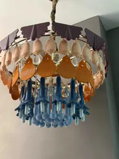 Customer photo of Large Living Room Chandelier, Multicolor Chandelier with Glass Drops, Round or Rectangular