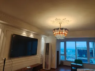 Customer photo of Large Living Room Chandelier, Multicolor Chandelier with Glass Drops, Round or Rectangular