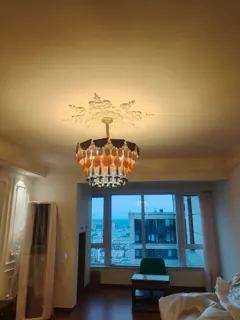 Customer photo of Large Living Room Chandelier, Multicolor Chandelier with Glass Drops, Round or Rectangular