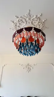 Customer photo of Large Living Room Chandelier, Multicolor Chandelier with Glass Drops, Round or Rectangular