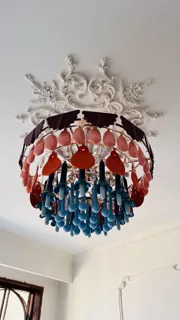 Customer photo of Large Living Room Chandelier, Multicolor Chandelier with Glass Drops, Round or Rectangular