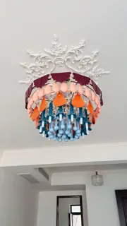 Customer photo of Large Living Room Chandelier, Multicolor Chandelier with Glass Drops, Round or Rectangular