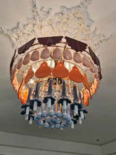 Customer photo of Large Living Room Chandelier, Multicolor Chandelier with Glass Drops, Round or Rectangular