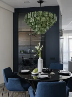 Customer photo of Tiered Glass Chandelier for Dining Rooms, Murano-Style Glass Panel Chandelier, 50–100 cm, Six Glass Colors