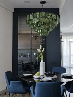 Customer photo of Tiered Glass Chandelier for Dining Rooms, Murano-Style Glass Panel Chandelier, 50–100 cm, Six Glass Colors