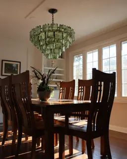 Customer photo of Tiered Glass Chandelier for Dining Rooms, Murano-Style Glass Panel Chandelier, 50–100 cm, Six Glass Colors