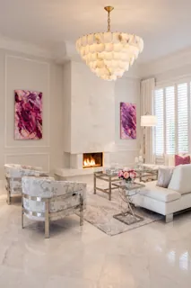 Customer photo of Alabaster Hanging Light, Tiered Alabaster Chandelier with Natural Stone Discs, 3–6 Tiers, 23.6–43.3 in