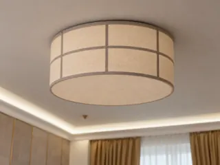 Customer photo of Modern Flush Mount LED Ceiling Lights, 50 cm Fabric Drum Ceiling Light Fixture for Bedroom with 96W LED