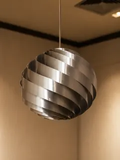 Customer photo of Kitchen Island Pendant Light, Brushed Aluminum Spiral with Adjustable Drop, 36 or 50 cm Diameter
