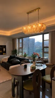 Customer photo of Linear Chandelier Dining Room, Oval Murano-Style Art Glass Kitchen Island Chandelier and Dining Room Light with Adjustable Chains
