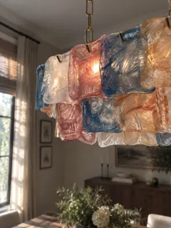 Customer photo of Linear Chandelier Dining Room, Oval Murano-Style Art Glass Kitchen Island Chandelier and Dining Room Light with Adjustable Chains