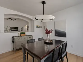Customer photo of Dining Room Chandelier, 33.1 in White Plaster Ring with Black Metal Supports and Indirect LED Light