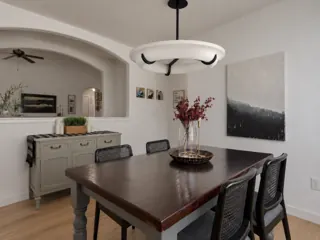 Customer photo of Dining Room Chandelier, 33.1 in White Plaster Ring with Black Metal Supports and Indirect LED Light