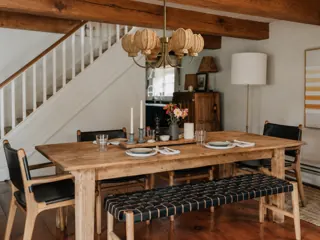 Customer photo of Large Rattan Chandelier, 5-Light with Natural Woven Shades and Antique Brass-Tone Frame for Dining Rooms