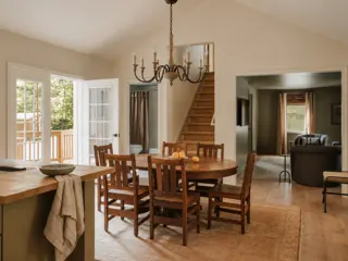 Customer photo of Dining Room Chandelier, Distressed Solid Wood and Iron Farmhouse Chandelier with 6 or 8 Lights