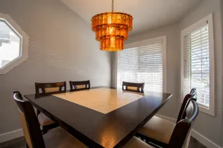 Customer photo of Dining Room Chandelier, Tiered Amber Glass Chandelier with Gold-Tone Frame, 3 Sizes