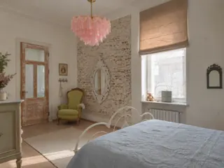 Customer photo of Stained Glass Chandelier and Bubble Chandelier Alternative for Dining Rooms, Sculptural Glass Shade Chandelier in Pink, White or Green