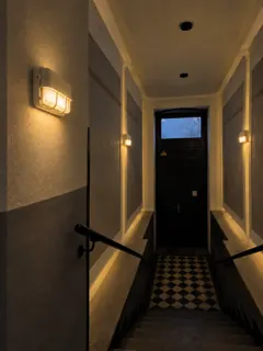 Customer photo of Wall Lights for Bedroom, White Aluminum and Glass Hardwired Wall Sconce with Grid Guard
