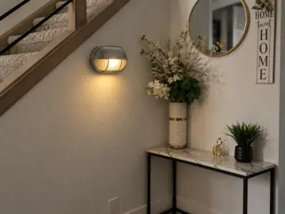 Customer photo of Wall Lights for Bedroom, Oval Hardwired Wall Sconce with Glass Diffuser, 11-Inch Aluminum Frame