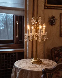 Customer photo of Crystal Table Lamp for Bedroom or Living Room, Antique Brass Chandelier Table Lamp, Plug-In Crystal Lamp and Dining Room Light for Sideboards