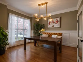 Customer photo of Linear Chandelier Dining Room, 39.4-Inch Gold Crystal Dining Area Chandelier with Floral Design, Integrated LED and Adjustable Rods