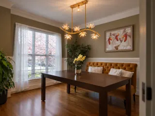 Customer photo of Linear Chandelier Dining Room, 39.4-Inch Gold Crystal Dining Area Chandelier with Floral Design, Integrated LED and Adjustable Rods