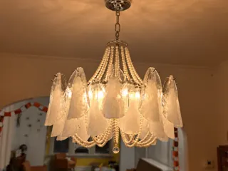 Customer photo of Chandelier for Dining Room, 23.6-Inch Murano-Style Glass Petals with Faux Pearl Bead Strands