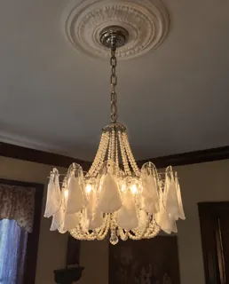Customer photo of Chandelier for Dining Room, 23.6-Inch Murano-Style Glass Petals with Faux Pearl Bead Strands