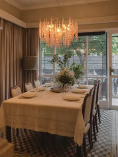 Customer photo of Pink Chandelier Light, 22.8-Inch Acrylic Prism Fringe with Chrome Frame for Dining Rooms and Bedrooms