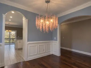 Customer photo of Pink Chandelier Light, 22.8-Inch Acrylic Prism Fringe with Chrome Frame for Dining Rooms and Bedrooms