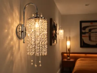 Customer photo of Crystal Wall Sconce Light Fixture, Decorative Wall Sconces, Decorative Wall Lamps, Unique Wall Sconces, Light for Wall Decoration, Chrome Sconces