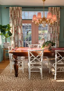 Customer photo of Dining Room Chandelier with Red Striped Fabric Shades, Antique Brass-Tone Finish, 3-, 5- or 7-Light Options