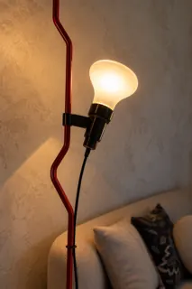 Customer photo of Floor to Ceiling Lamp, Sculptural Floor Lamp, Glass Shade Floor Lamp, Tall Skinny Floor Lamp, Red Floor Lamp, Red Floor Light, Slim Floor Lamp