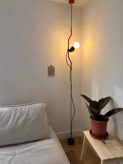 Customer photo of Floor to Ceiling Lamp, Sculptural Floor Lamp, Glass Shade Floor Lamp, Tall Skinny Floor Lamp, Red Floor Lamp, Red Floor Light, Slim Floor Lamp