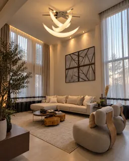 Customer photo of Modern Sculptural Chandelier, Contemporary Dining Room Light, 31.5-Inch Stainless Steel and PE Modern Light for Dining Room