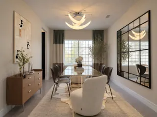 Customer photo of Modern Sculptural Chandelier, Contemporary Dining Room Light, 31.5-Inch Stainless Steel and PE Modern Light for Dining Room