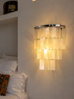 Customer photo of Coastal Wall Sconce Lighting with Capiz Shell Sconce Light, Nautical Wall Lights Indoor, Coastal Sconces Indoor, Beachy Sconces