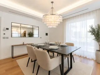 Customer photo of Capiz Shell Chandelier with ABS Pearl Strands, Chrome Iron Frame for Dining Rooms and Foyers